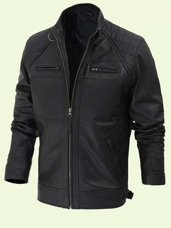 Mens-Black-Cafe-Racer-Leather-Jacket