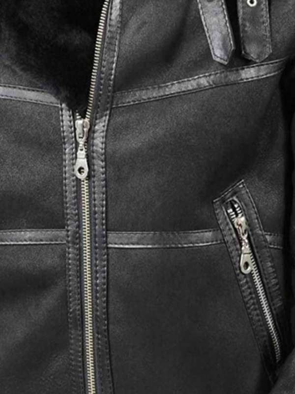 Mens-Black-Real-Leather-Shearling-Jacket