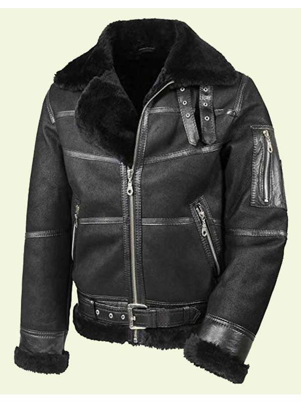 Mens-Black-Shearling-Aviator-Jacket