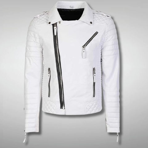 White Quilted Biker Jacket