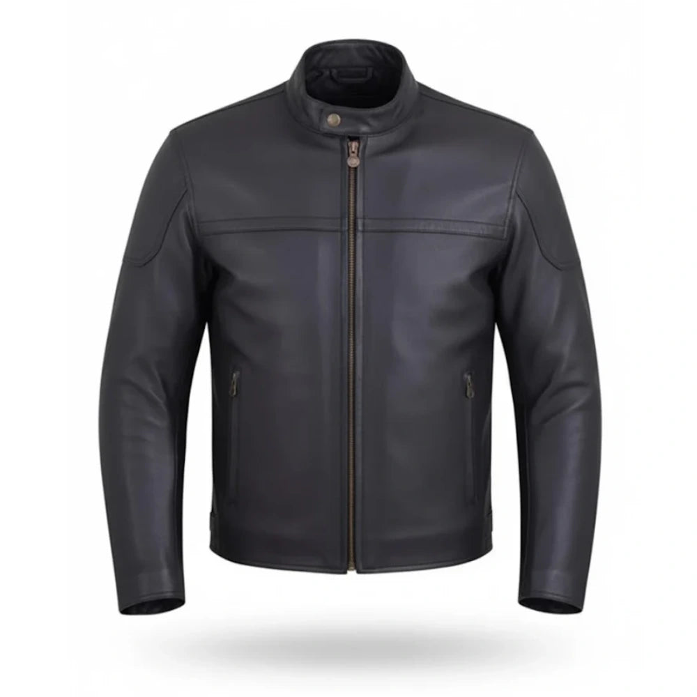 Mens Leather Motorcycle Riding Jacket