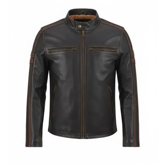 Mens Stripe Cafe Racer Jacket