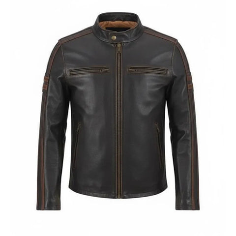 Mens Stripe Cafe Racer Jacket