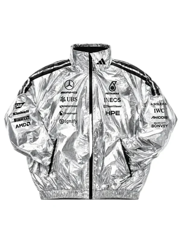Mercedes AMG Petronas F1 Metallic Silver Racing Jacket