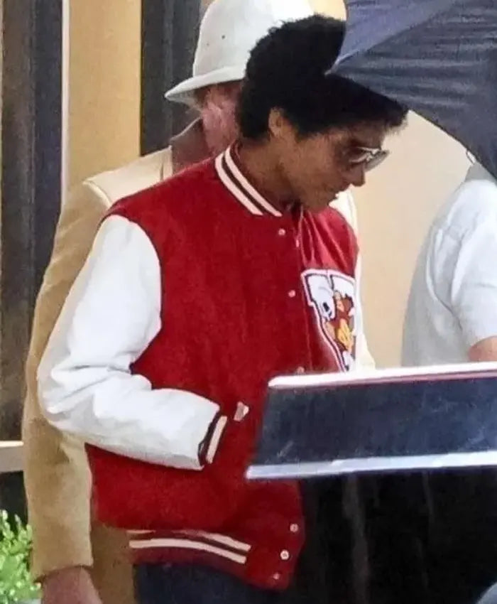 Michael 2025 Jaafar Jackson Red Varsity Jacket