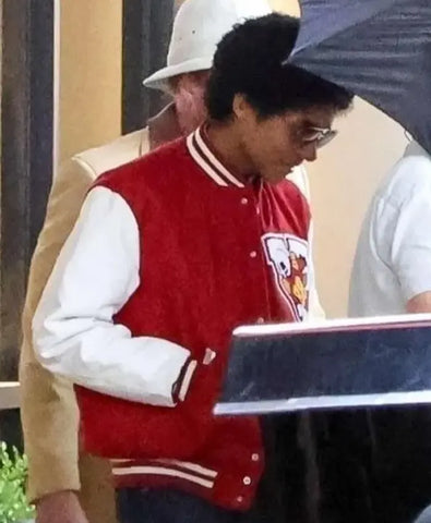 Michael 2025 Jaafar Jackson Red Varsity Jacket