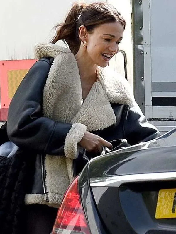Michelle Keegan Fool Me Once Black Shearling Leather Jacket
