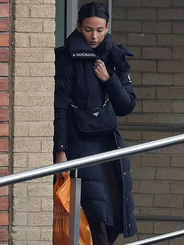 Black Michelle Keegan street style puffer coat