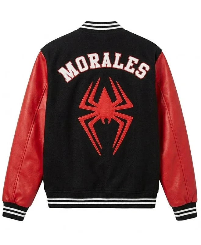 Miles Morales Spider-Man Across the Spider-Verse Black Red Varsity Jacket