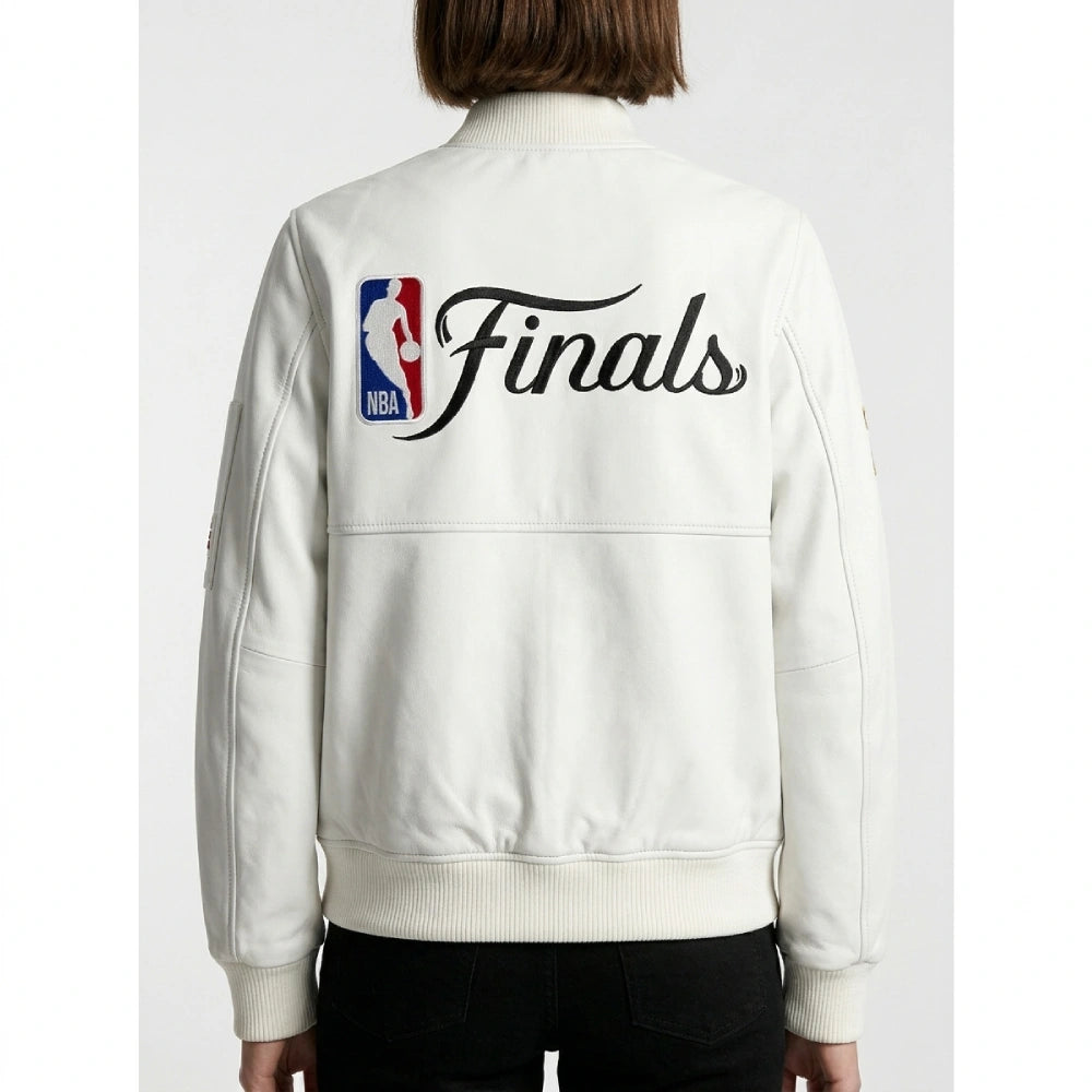 NY Knicks 2026 Finals Champions Team White Leather Jacket
