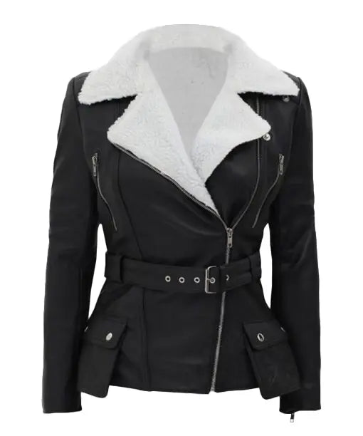 Natalie black motorcycle jacket