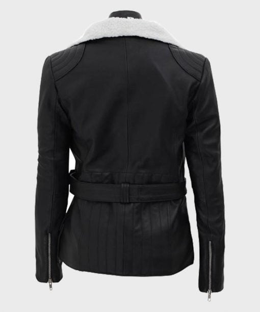 Belted asymmetrical motorcycle jacket