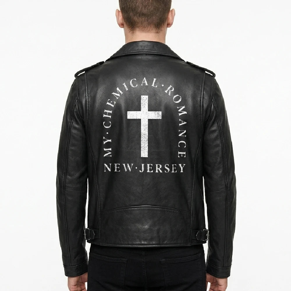 New Jersey My Chemical Romance Cross Leather Jacket for Sale