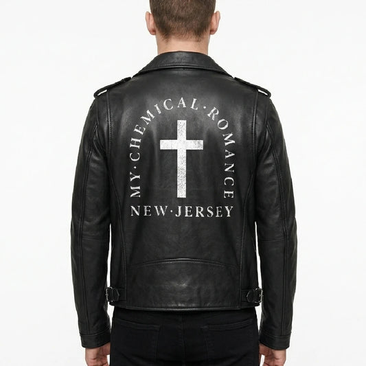 New Jersey My Chemical Romance Cross Leather Jacket for Sale