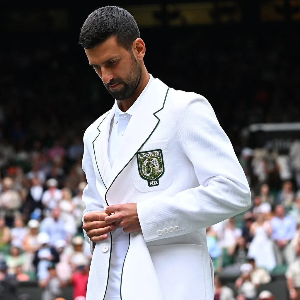 White blazer inspired by Novak Djokovic Wimbledon style