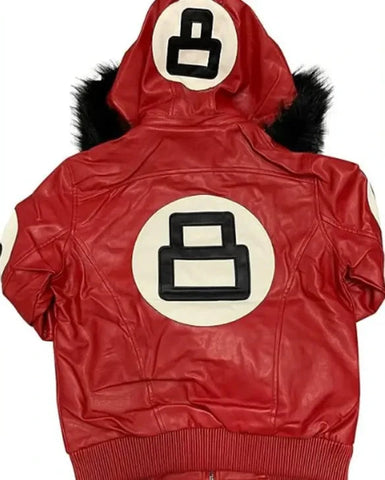 8 Ball Multiple Colors Bomber Hooded Leather Jacket