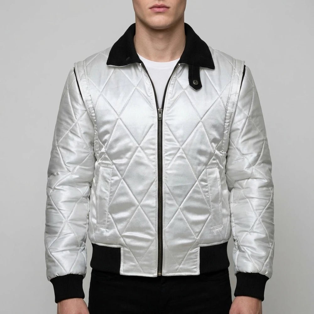 Order white satin quilted scorpion jacket