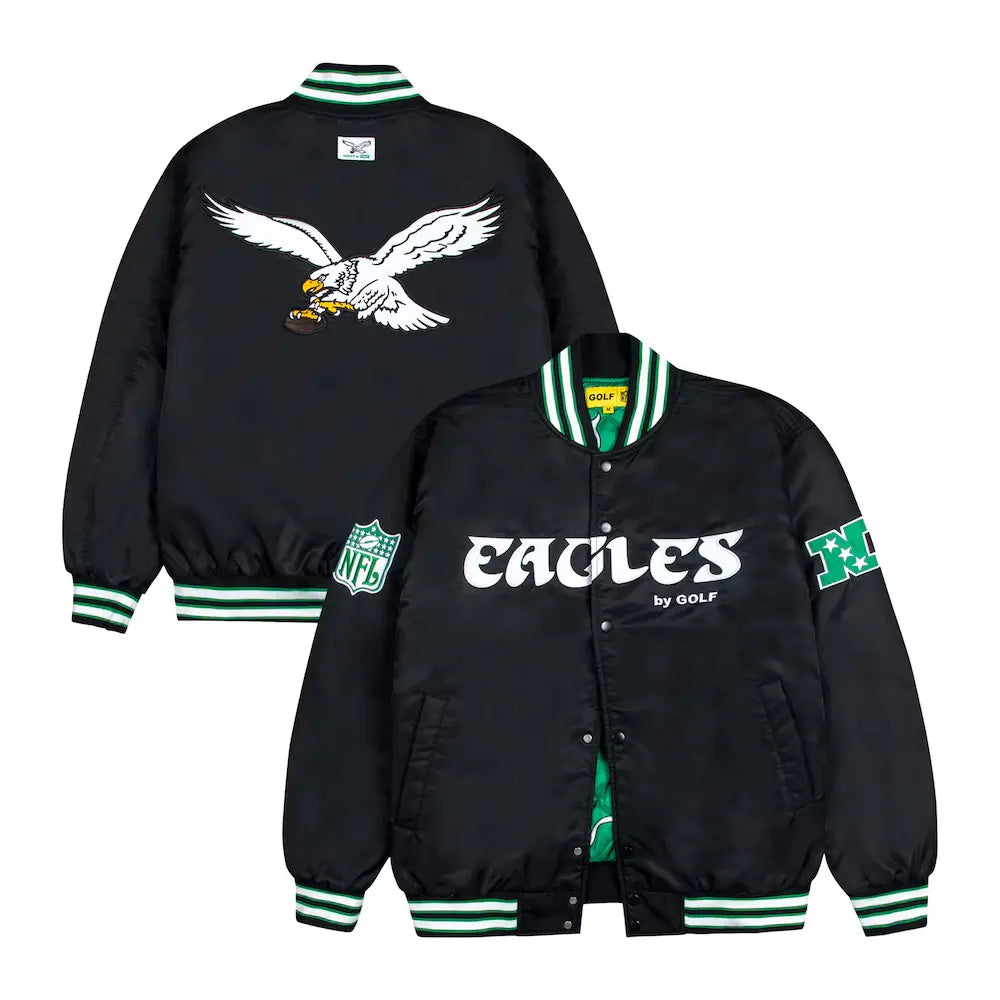 Philadelphia-Eagles-GOLF-WANG-Bomber-Jacket-Black