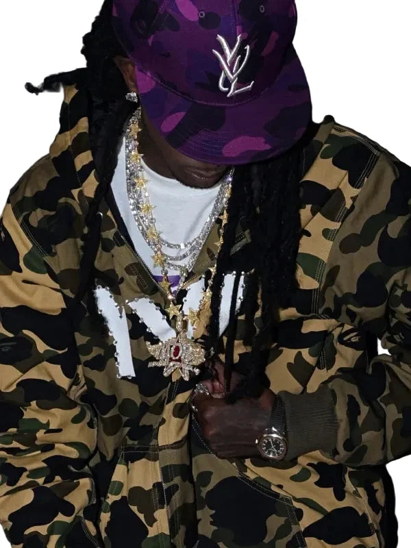 Black Playboi Carti YVL Bape pullover hoodie front view