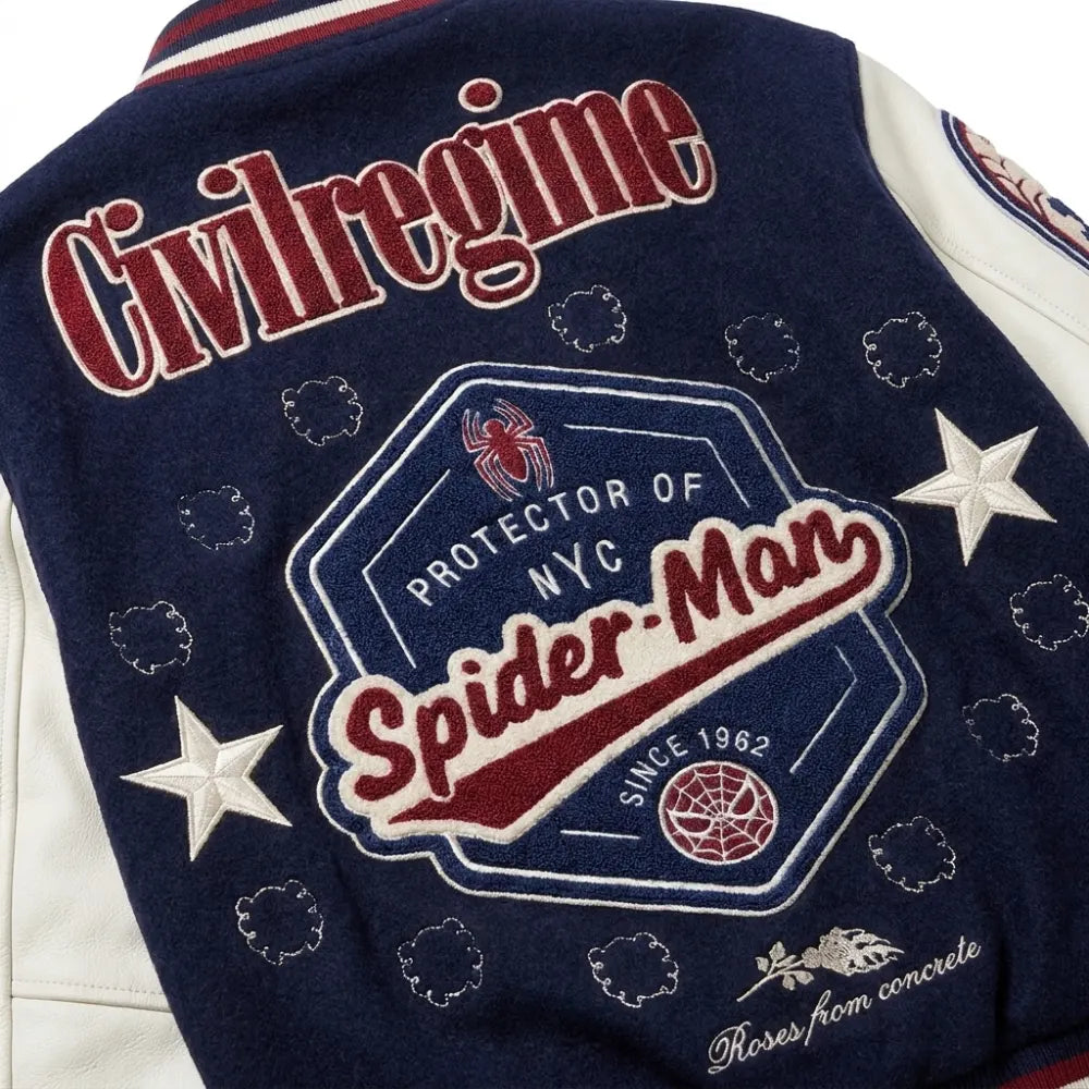 Protector Of NYC Navy And Butter Letterman Jacket