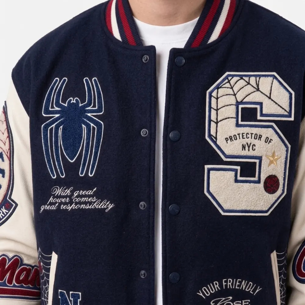 Protector Of NYC Navy And Butter Letterman Jacket