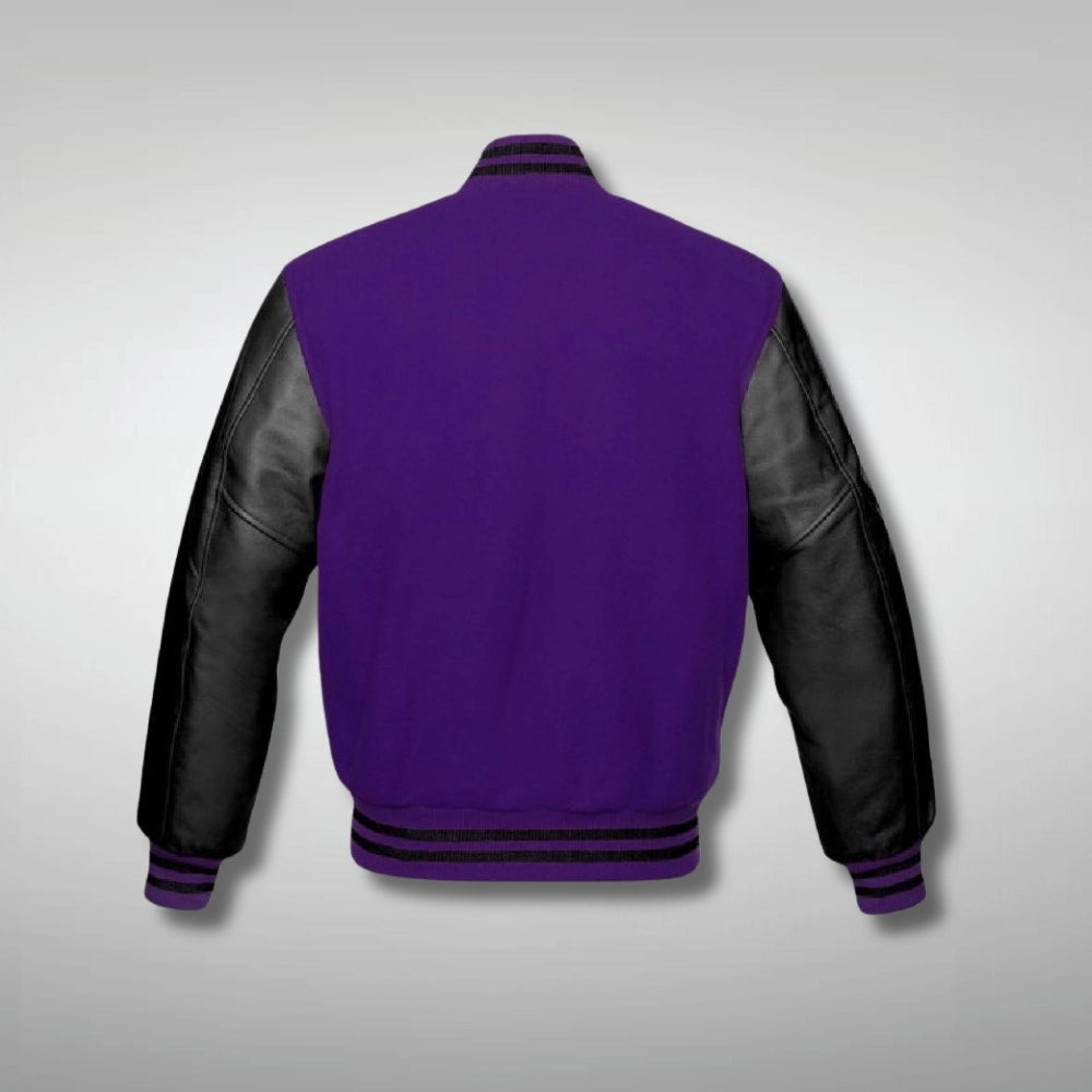 Purple and Black Varsity Bomber Jacket