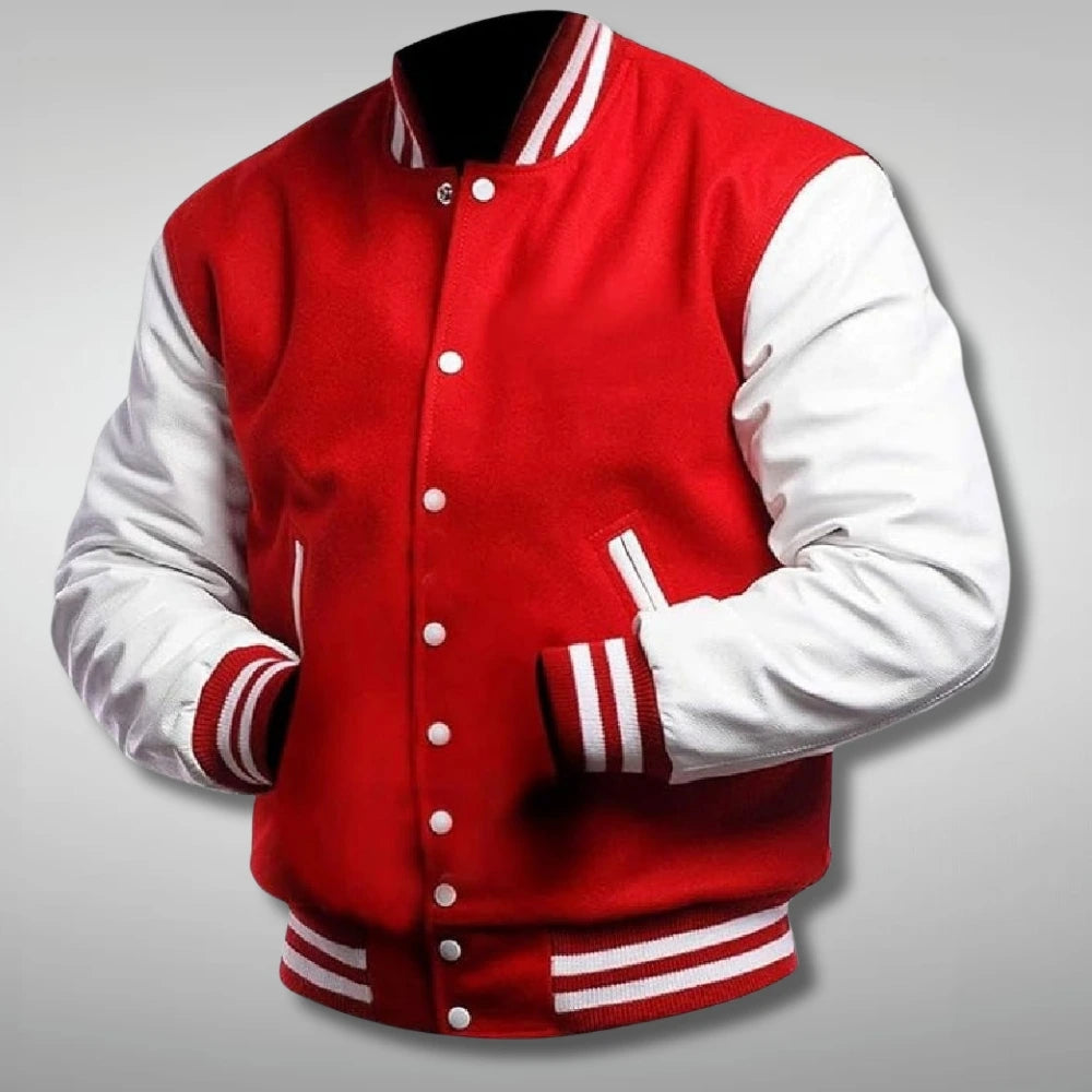 Red and White College Jacket 