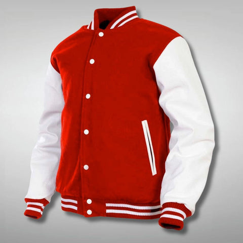Red and White Bomber Varsity Jacket