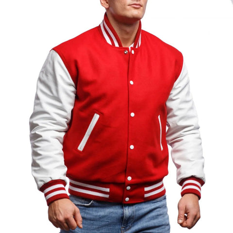 Red And White Highschool Bomber Jacket