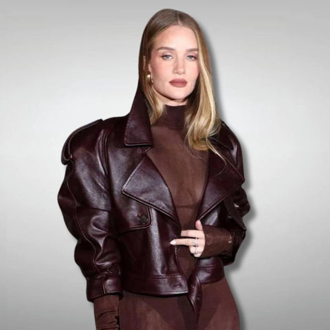 Rosie Huntington Whiteley PFW Brown Jacket