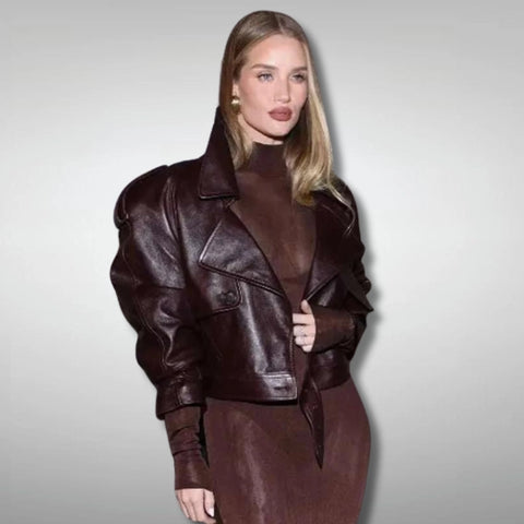 Rosie Huntington Whiteley PFW Brown Jacket