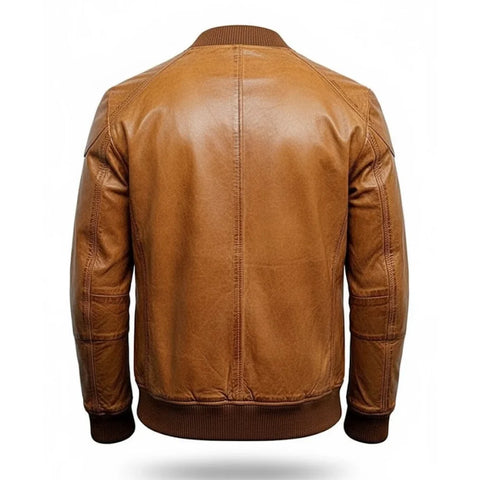 Rugged Waxed Leather Bomber Jacket