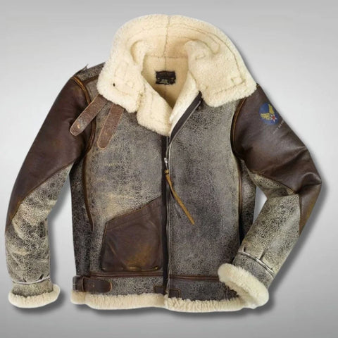 Seth Cockpit Flying SF Bomber Distressed Brown Leather Jacket