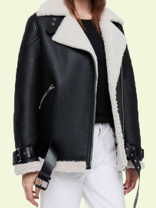Shearling-Black-Leather-Biker-Jacket
