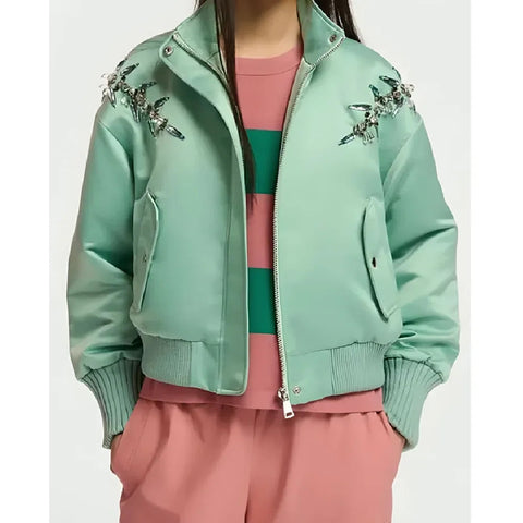 Ashley Park Emily In Paris S04 Satin Bomber Jacket