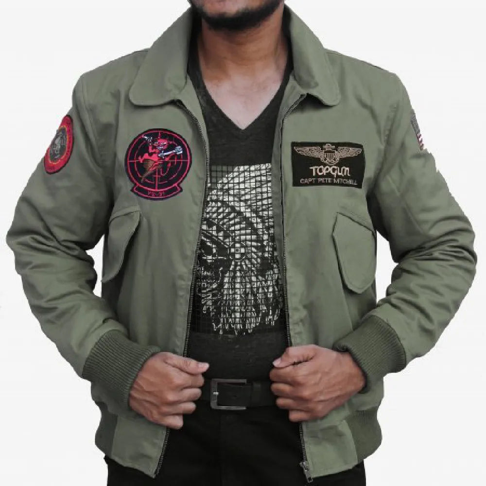 Maverick Top Gun 2 MA 1 Flight Green Bomber Jacket