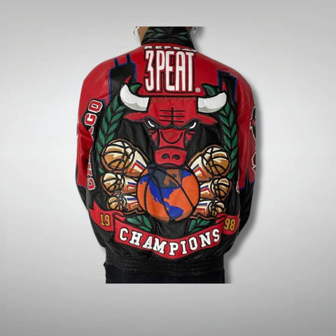 Three Peat Jeff Chicago Bulls Leather Jacket