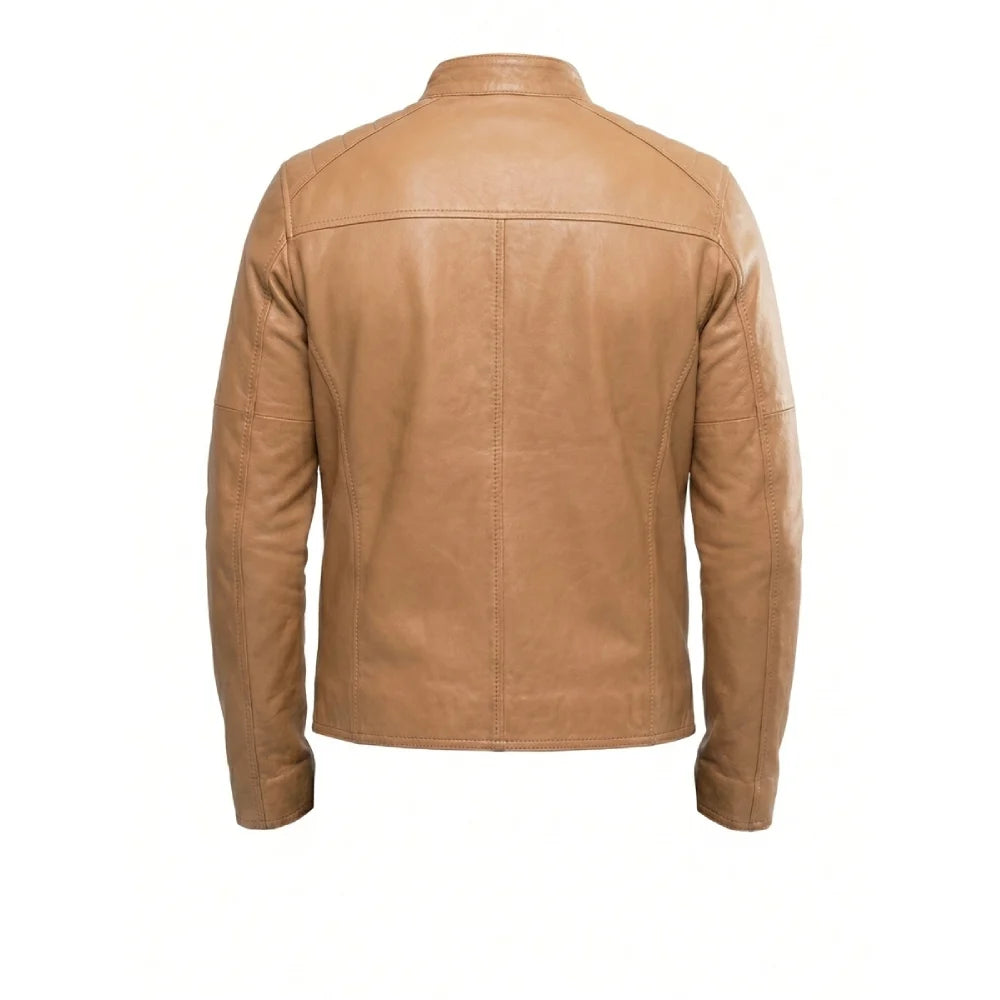 Shop mens tan brown leather jacket online