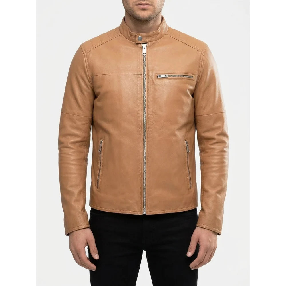 Shop tan brown leather jacket for men