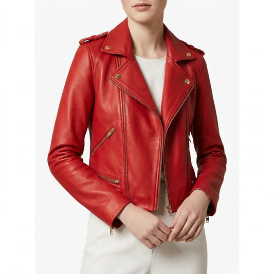 Shop womens red motorcycle biker jacket