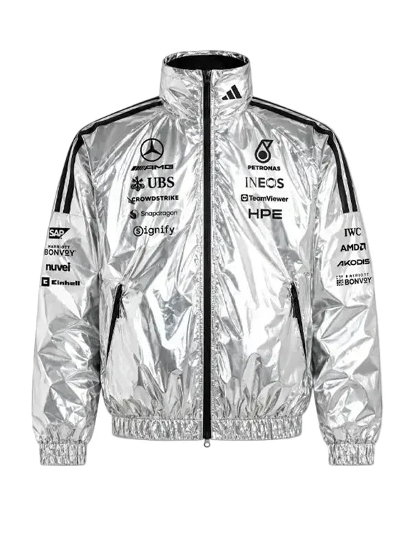 Mercedes AMG Petronas F1 Metallic Silver Racing Jacket
