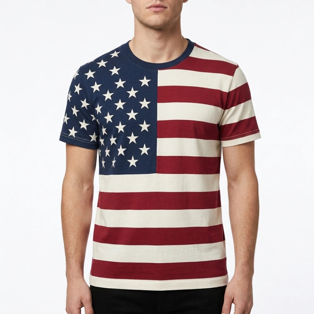 Independence Day 2026 USA Flag Striped T-Shirt