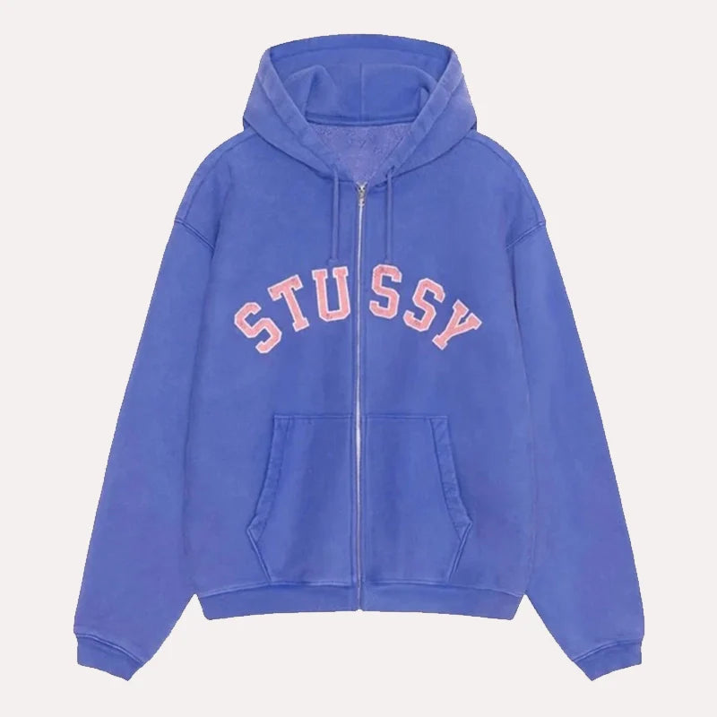  Stussy Faded Graphic Zip-up Fleece Hoodie
