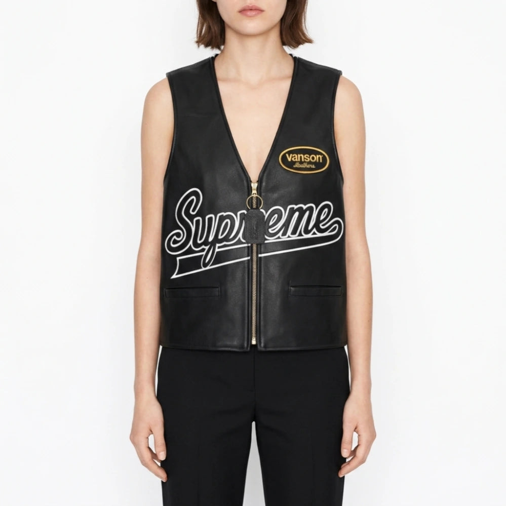 Supreme x Vanson Spider Web Leathers Vest