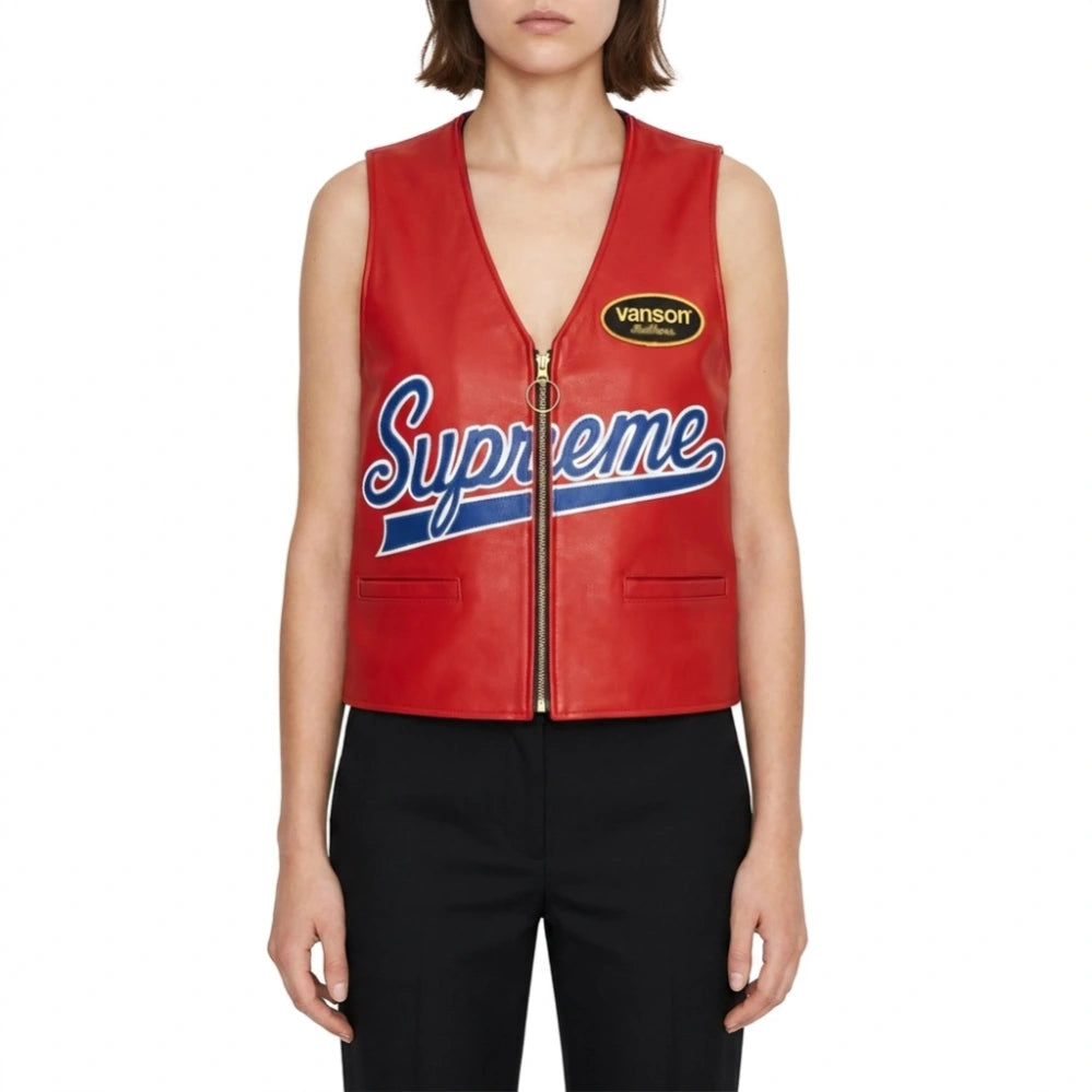 Supreme x Vanson Spider Web Leathers Vest