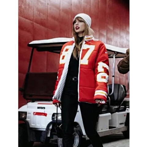 Chiefs Red Puffer Jacket Taylor Swift