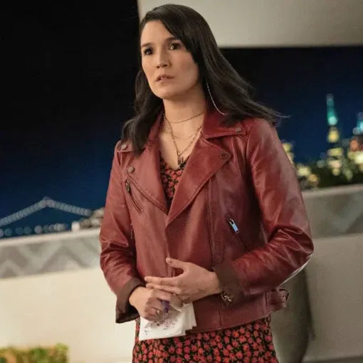 The Afterparty S1 E8 Zoe Chao Brown Leather Jacket