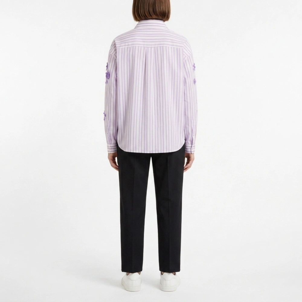 The Cheap Seats S6 Melanie Sequin Floral Striped Shirt