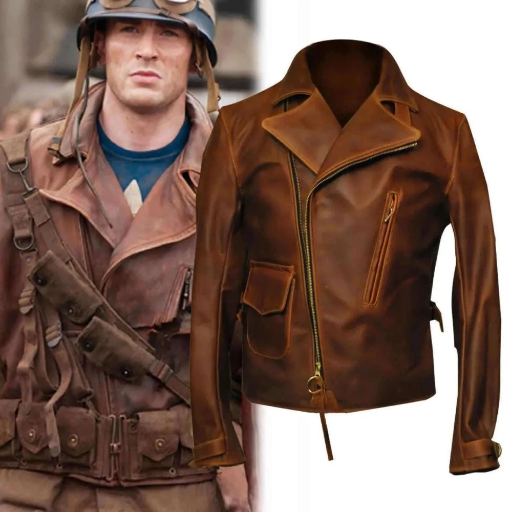 Captain America distressed leather jacket