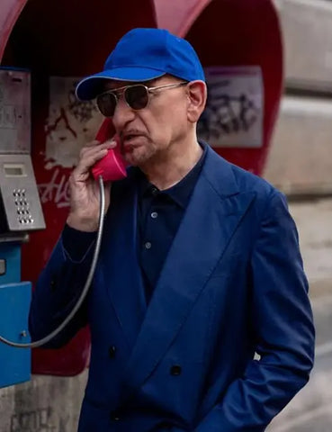 The Killer’s Game 2024 Ben Kingsley Blue Blazer Coat